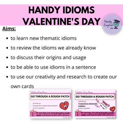 Valentine's idioms speaking vocabulary, writing and assessment