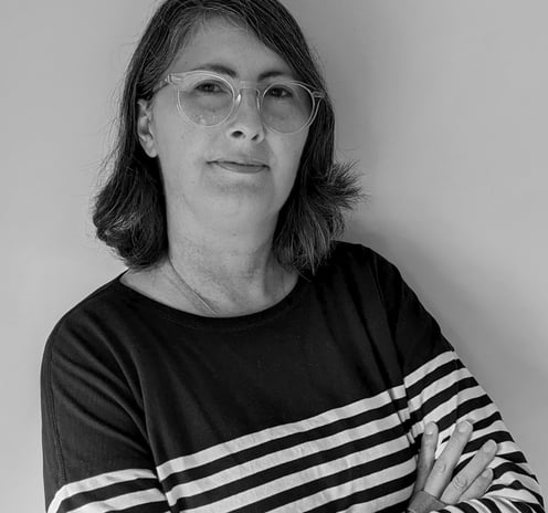 Black and white photo of Amanda Magnano