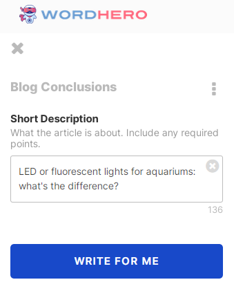 Wordhero AI blog conclusion input