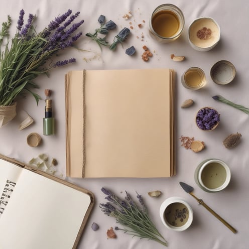 a book with a bookmark and a notebook with a notebook and a cup of