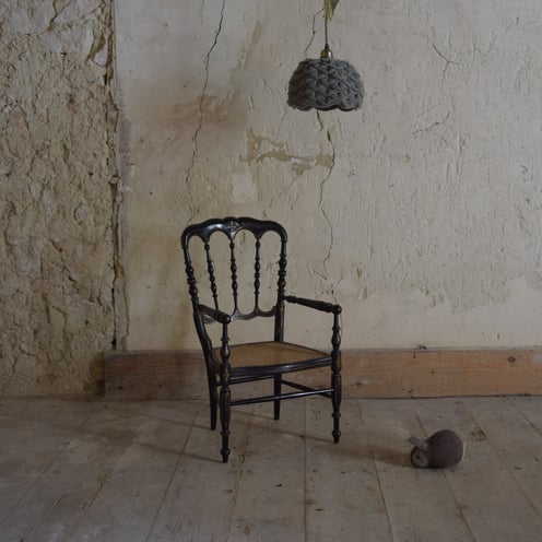 Fauteuil enfant Napoléon III en bois noirci