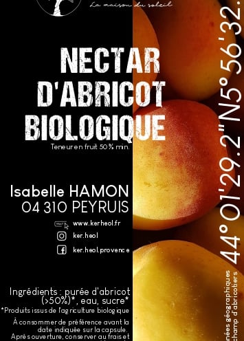 nectar abricot biologique KER HEOL peyruis