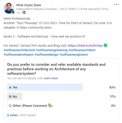  hiralvyasdave.com - Poll3 Result, part of Poll and Blog-Series3