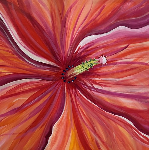 Beautifully detailed flower painting. Vibrant Floral Art