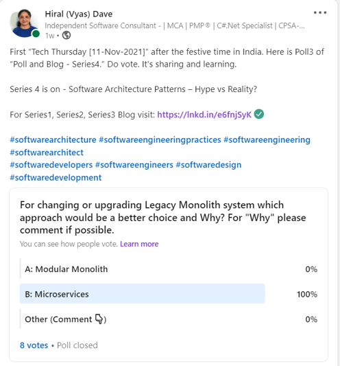 hiralvyasdave.com - Poll3 Result, part of Poll and Blog-Series4