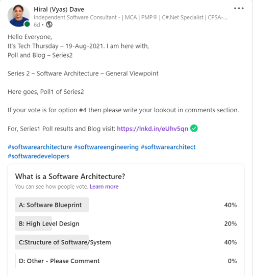  hiralvyasdave.com - Poll1 Result, part of Poll and Blog-Series2