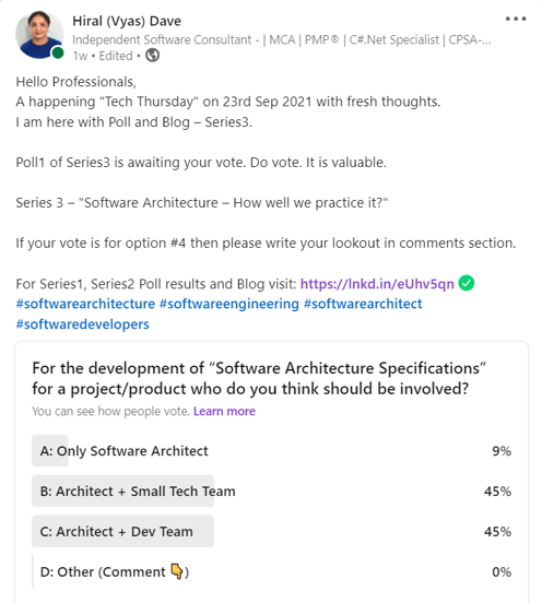  hiralvyasdave.com - Poll1 Result, part of Poll and Blog-Series3