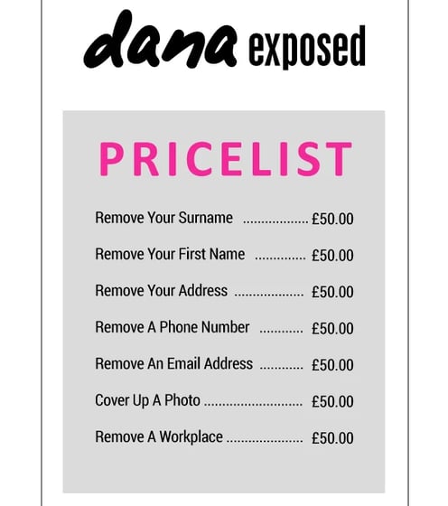 Exposure Removal Pricelist