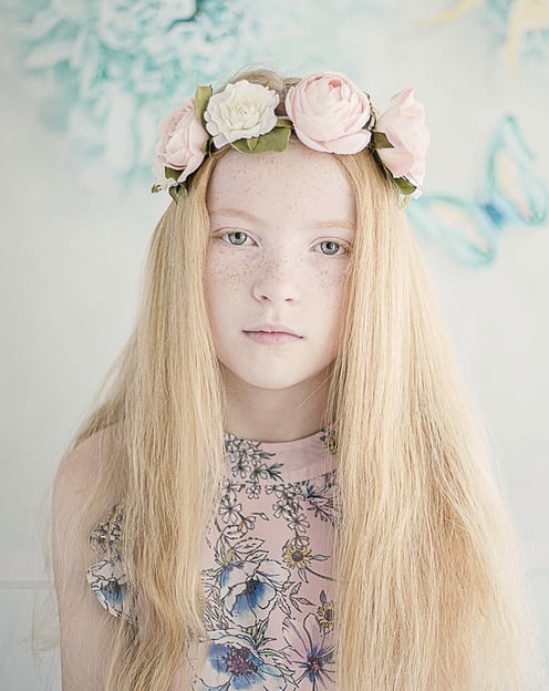 Young girl blond hair and a flower crown