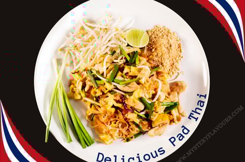 A plate of yummy-looking Pad Thai Thai Delight