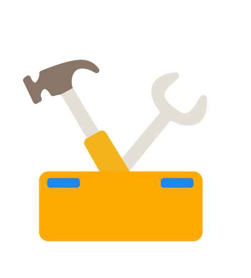 decorative icon -a toolbox with a hammer and a wrench in vector art design style
