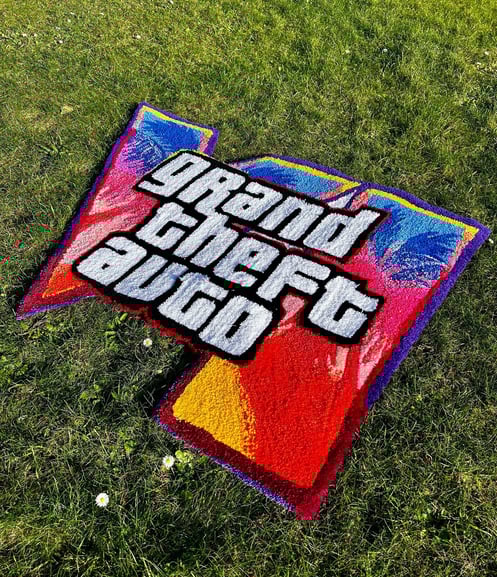 Tapis logo GTA 6, sur mesure tufté à la main grand theft auto