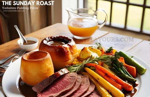 Authentic English Cuisine The Sunday Roast Britain's Hug on a Plate With a Yorkshire Pudding Pillow