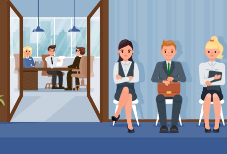Job Interview in Progress with Candidates Waiting