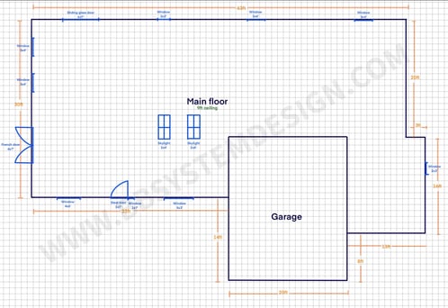Example floor plan and information needed for Manual JS Blockload load calcultions
