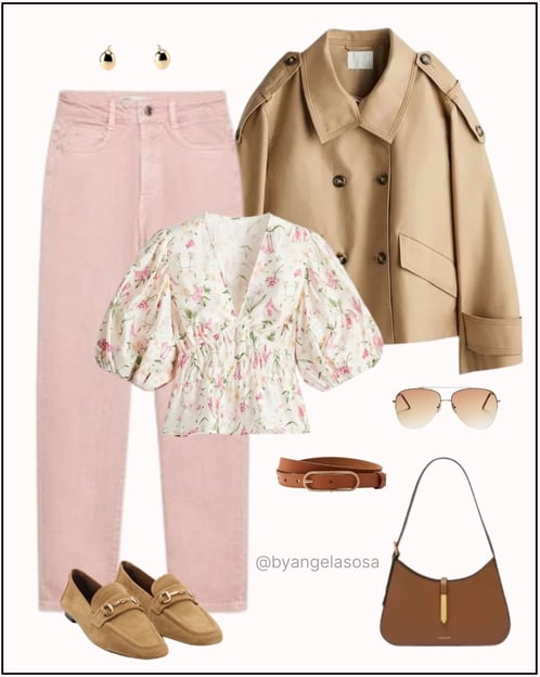 Idea de outfit casual romántico en rosa