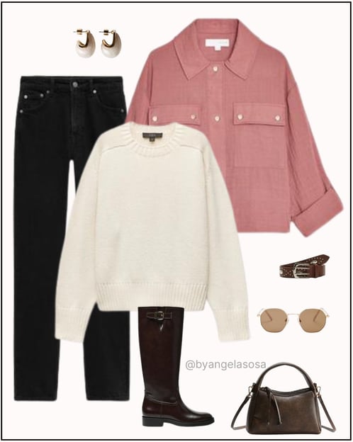 Outfit casual con jeans y botas largas
