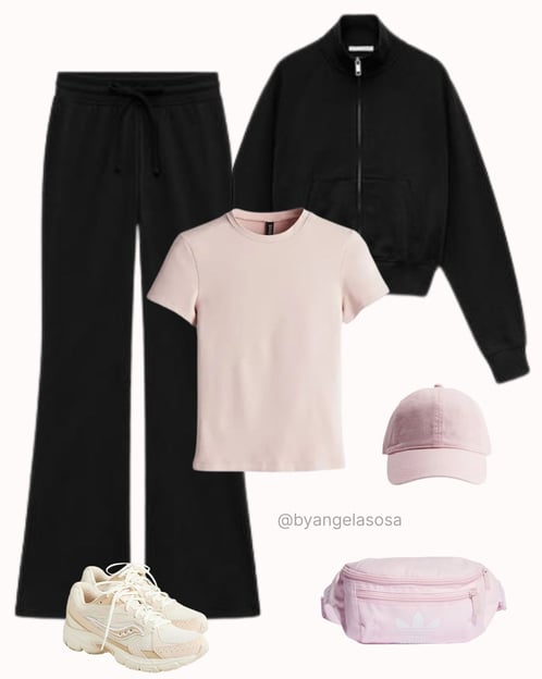 Outfit deportivo en negro y rosa