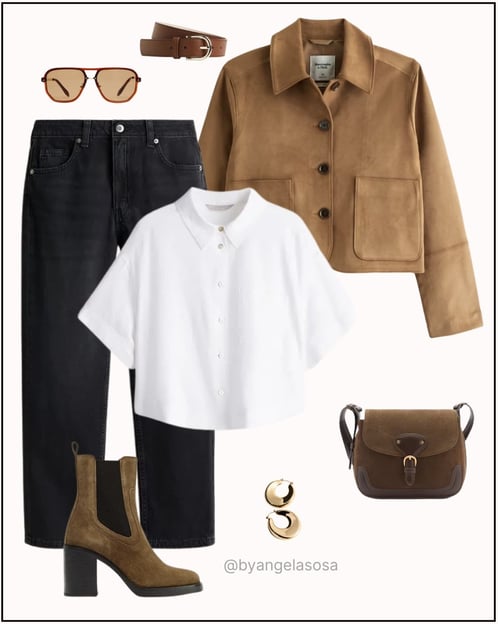 Look con jean casual en tonos tierra