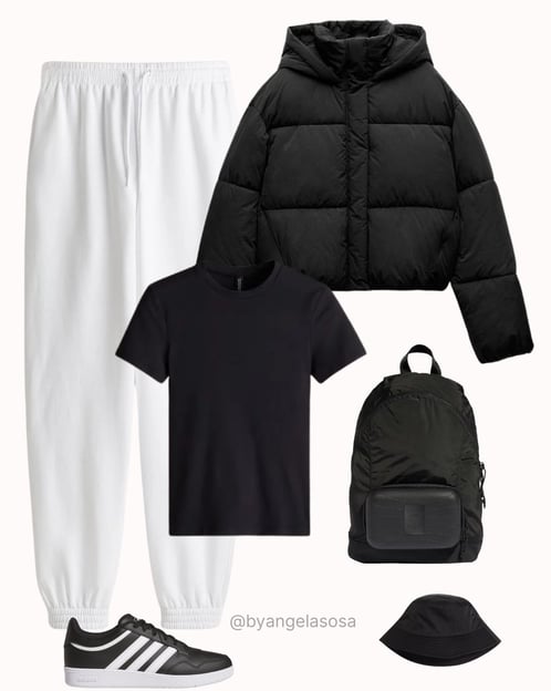 Idea de look casual en blanco y negro