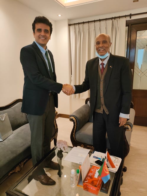 President of Chamber India Mr. Abhinav Balyan with the Ambassador of Eritrea