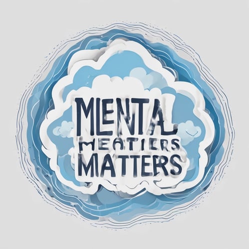 Black tiles with white letters spell out 'MENTAL HEALTH MATTERS' on a textured gray stone surface.