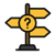 panneau de direction avec un point d'interrogation