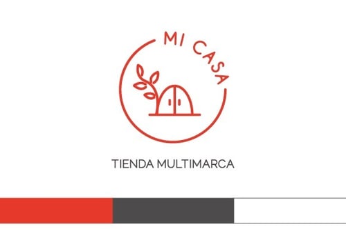Ícono del logo de MI CASA, Tienda Multimarca con su paleta de colores, diseño para identidad de marca.