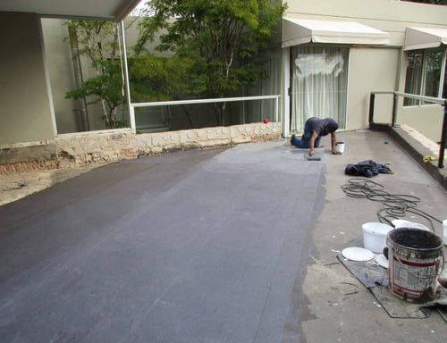 Precision waterproofing membrane application to for a perfect seal for balcony slab, Fourways Gardens, Sandton