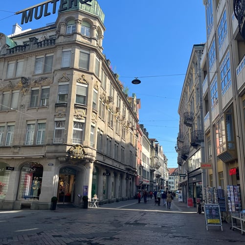 Baroque buildings in the old town of St. Gallen