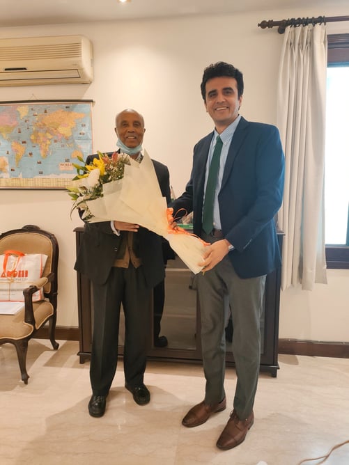 President of Chamber India Mr. Abhinav Balyan with the Ambassador of Eritrea