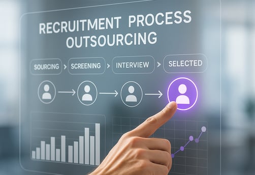 a person pointing at a business process for recruitment process outsourcing