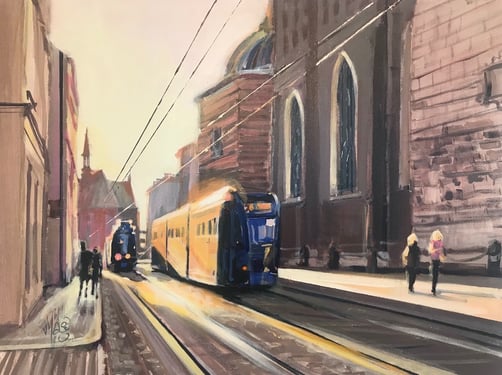 Blask, obraz z Krakowa z tramwajem