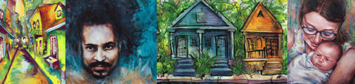 Collection of portraits and architectural paintings by New Orleans artist Melissa Vandiver.