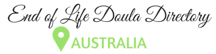 Logo for End of Life Doula Directory Australia with a green location pin.