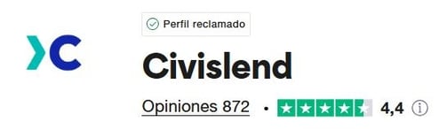 Opiniones y puntuación civislend en trustpilot