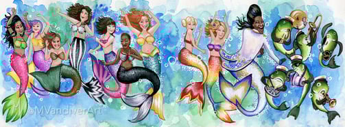 Illustrations from The Mermaids of New Orleans by New Orleans artist & illustrator Melissa Vandiver.