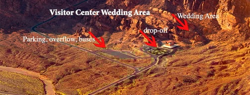 aerial view of the visitor center wedding area at valley of fire state park