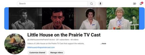 Little House on the Prairie TV Cast Youtube Channel