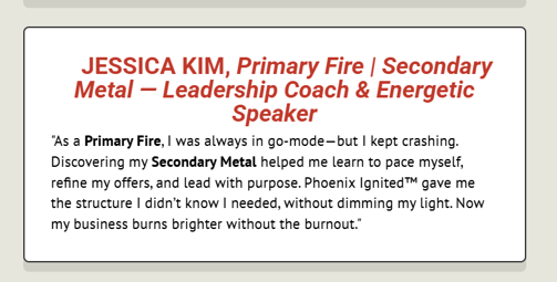 Jessica a leadership coach shares her Fire and Metal Archetype and how this changed how she is showing up