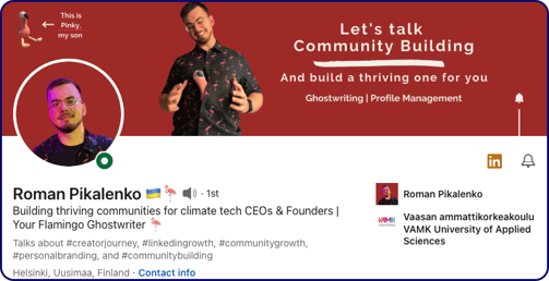 Roman Pikalenko - LinkedIn headline example