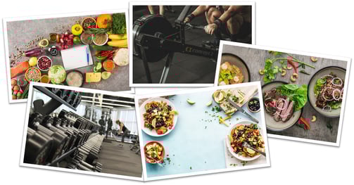 Collage of fitness and nutrition photos used on The Health Unit's website