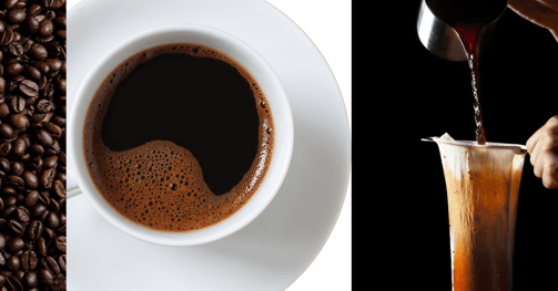 a person pouring coffee into sock