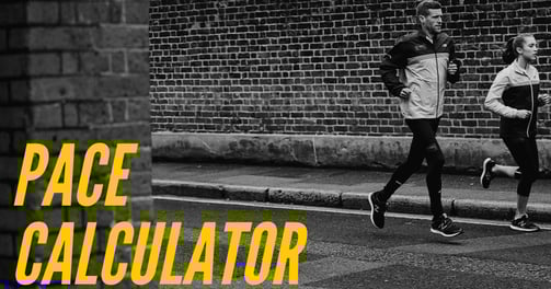 a photo of two runners with oversized text that read "Pace Calculator"