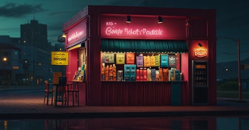 a storefront of a coffee shop with a neon sign that says coffee shop