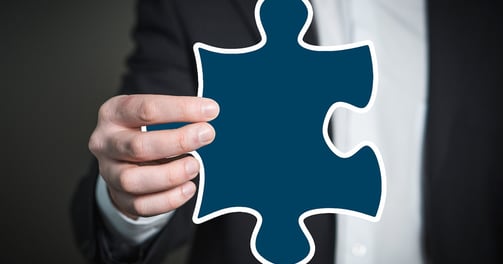 Hand with puzzle piece, symbolizing personalized solutions