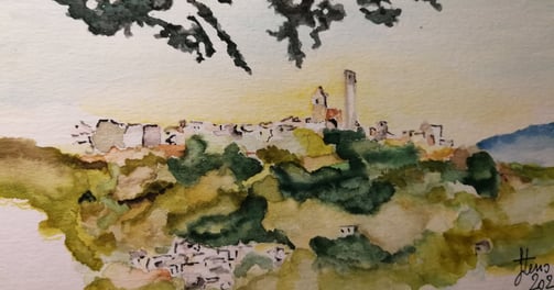 Il borgo di Serravalle Pistoiese sull'ora che volge al desio