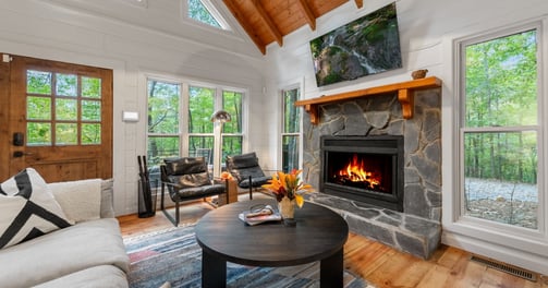 living room with fireplace