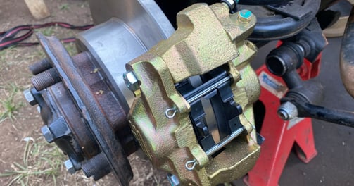 a disc brake system service on a land rover defender