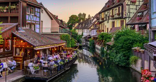 a city with a river running through it